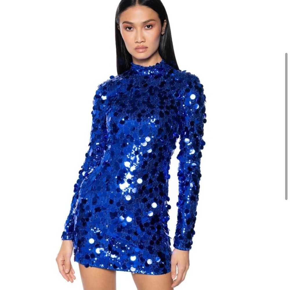 AKIRA Dazzling Royal Blue Sequin Dress